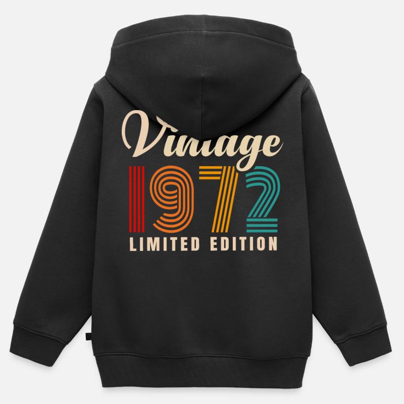 MILLÉSIME 1972. 49e ANNIVERSAIRE - Sweat Premium à capuche zippé enfant bio - noir