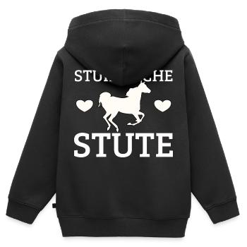 Pferd, Pferde, Stute, stürmisch, Stürmische Stute - Kinder Premium Organic Zip Hoodie - Schwarz - Hinten - AI Model Kid Male (0cm)