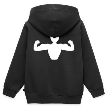 sportlich stark - Kinder Premium Organic Zip Hoodie - Schwarz - Hinten - AI Model Kid Male (0cm)