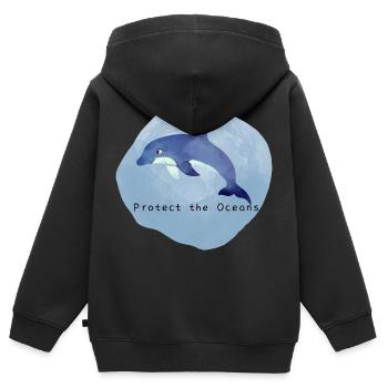 Protect the Oceans | Protects the oceans | dolphin - Kids Premium Organic Zip-up Hoodie - black - Back - AI Model Kid Male (0cm)