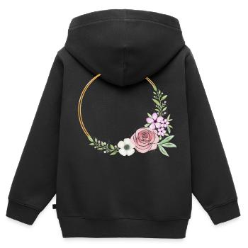 Une couronne de fleurs. Aquarelle. Super personnalisable. - Sweat Premium à capuche zippé enfant bio - noir - Dos - AI Model Kid Male (0cm)