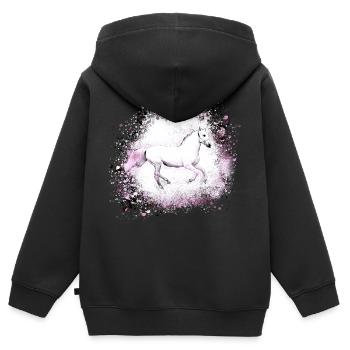 Pferd,schimmel, pink, Graffiti, Malerei, rosa - Kinder Premium Organic Zip Hoodie - Schwarz - Hinten - AI Model Kid Male (0cm)