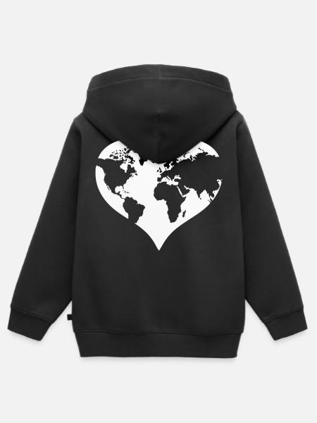 Terre, save the planet, Protection de l’environnement, Protection de la nature - Sweat Premium à capuche zippé enfant bio - noir