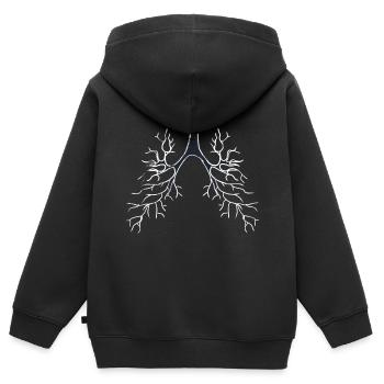 Bronches Poumons - Sweat Premium à capuche zippé enfant bio - noir - Dos - AI Model Kid Male (0cm)