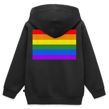 lgbt pride - Sweat Premium à capuche zippé enfant bio - noir - Dos - AI Model Kid Male (0cm)