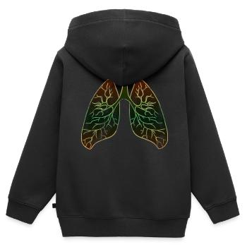 Poumon organe - Sweat Premium à capuche zippé enfant bio - noir - Dos - AI Model Kid Male (0cm)
