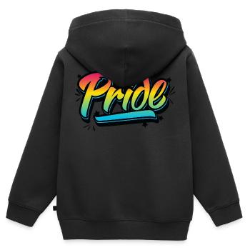 Pride LGBT Gay Queer Gender CSD Party - Sweat Premium à capuche zippé enfant bio - noir - Dos - AI Model Kid Male (0cm)
