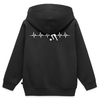 Fußball Heartbeat - Kinder Premium Organic Zip Hoodie - Schwarz - Hinten - AI Model Kid Male (0cm)