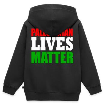 palestinian lives matter - Sweat Premium à capuche zippé enfant bio - noir - Dos - AI Model Kid Male (0cm)