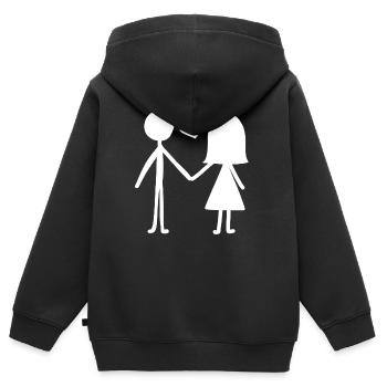 Relation amoureuse - Sweat Premium à capuche zippé enfant bio - noir - Dos - AI Model Kid Male (0cm)