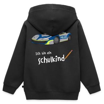 Einschulung Junge Schulkind Schulanfang Polizei - Kinder Premium Organic Zip Hoodie - Schwarz - Hinten - AI Model Kid Male (0cm)