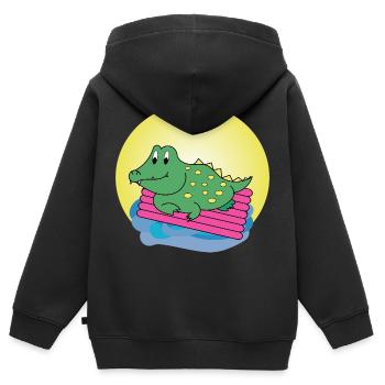 Kai Crocodile - Cadeau - Idée cadeau - Sweat Premium à capuche zippé enfant bio - noir - Dos - AI Model Kid Male (0cm)
