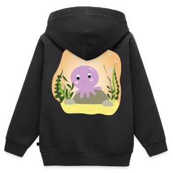 Otto Oktopus - Geschenk - Geschenkidee - Kinder Premium Organic Zip Hoodie - Schwarz - Hinten - AI Model Kid Male (0cm)