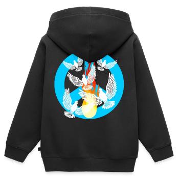 Peace Friedenstauben Weltfrieden Friedensbewegung - Kinder Premium Organic Zip Hoodie - Schwarz - Hinten - AI Model Kid Male (0cm)
