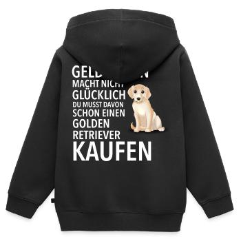 Golden Retriever Glücklich - Golden Retriever - Kinder Premium Organic Zip Hoodie - Schwarz - Hinten - AI Model Kid Male (0cm)
