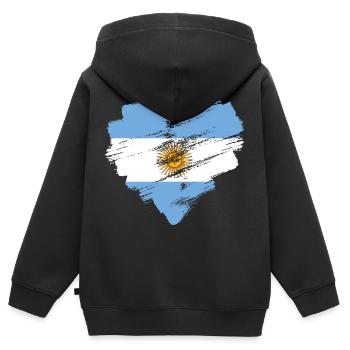 Argentine - Sweat Premium à capuche zippé enfant bio - noir - Dos - AI Model Kid Male (0cm)