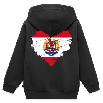 Polynésie française - Sweat Premium à capuche zippé enfant bio - noir - Dos - AI Model Kid Male (0cm)