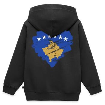 Kosovo - Kinder Premium Organic Zip Hoodie - Schwarz - Hinten - AI Model Kid Male (0cm)