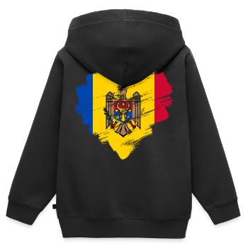 Moldawien - Kinder Premium Organic Zip Hoodie - Schwarz - Hinten - AI Model Kid Male (0cm)