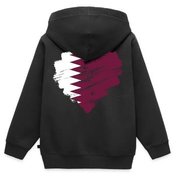 Qatar - Sweat Premium à capuche zippé enfant bio - noir - Dos - AI Model Kid Male (0cm)