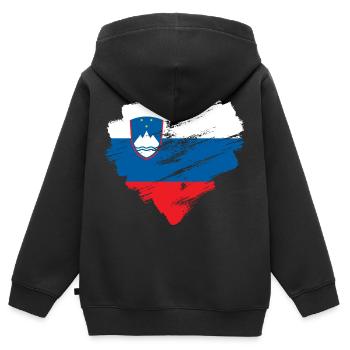 Slowenien - Kinder Premium Organic Zip Hoodie - Schwarz - Hinten - AI Model Kid Male (0cm)