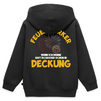 Feuerwerker Feuerwerk Pyrotechniker Geschenk - Kinder Premium Organic Zip Hoodie - Schwarz - Hinten - AI Model Kid Male (0cm)