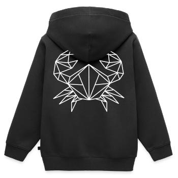 Krebs Geometrisch Linie - Kinder Premium Organic Zip Hoodie - Schwarz - Hinten - AI Model Kid Male (0cm)