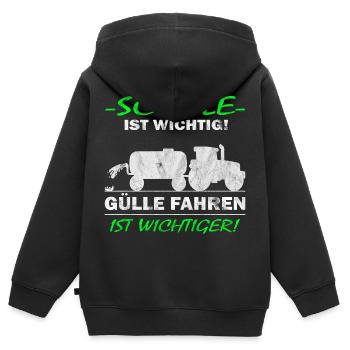 Schule ist wichtig Gülle fahren Traktor - Kinder Premium Organic Zip Hoodie - Schwarz - Hinten - AI Model Kid Male (0cm)
