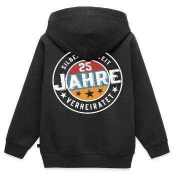 Silberhochzeit 25 Jahre Verheiratet Hochzeit - Kinder Premium Organic Zip Hoodie - Schwarz - Hinten - AI Model Kid Male (0cm)