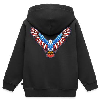 Pygargue à tête blanche américain 4. - Sweat Premium à capuche zippé enfant bio - noir - Dos - AI Model Kid Male (0cm)