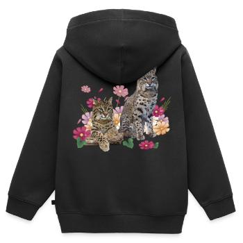 Luchs - Kinder Premium Organic Zip Hoodie - Schwarz - Hinten - AI Model Kid Male (0cm)