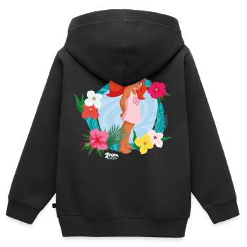 Zoom Der Weiße Delfin Marina Zwischen Blumen - Kinder Premium Organic Zip Hoodie - Schwarz - Hinten - AI Model Kid Male (0cm)