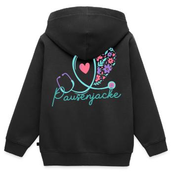 Pausenjacke - Floral Medizin Stethoskop 1 - Kinder Premium Organic Zip Hoodie - Schwarz - Hinten - AI Model Kid Male (0cm)
