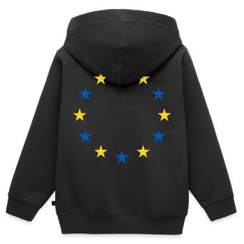 Ukraine UE Drapeau Liberté Paix - Sweat Premium à capuche zippé enfant bio - noir - Dos - AI Model Kid Male (0cm)