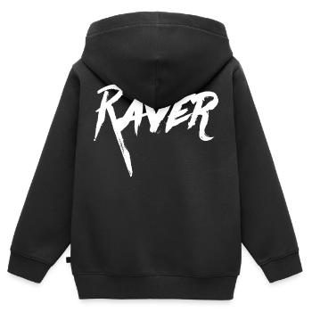 RAVER Rave/Party/Club/Festival Geschenk - Kinder Premium Organic Zip Hoodie - Schwarz - Hinten - AI Model Kid Male (0cm)
