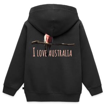 J’aime l’Australie - Sweat Premium à capuche zippé enfant bio - noir - Dos - AI Model Kid Male (0cm)