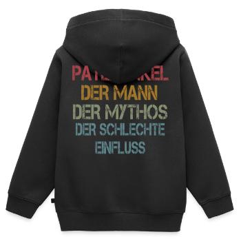 Patenonkel - der Mythos - der schlechte Einfluss - Kinder Premium Organic Zip Hoodie - Schwarz - Hinten - AI Model Kid Male (0cm)