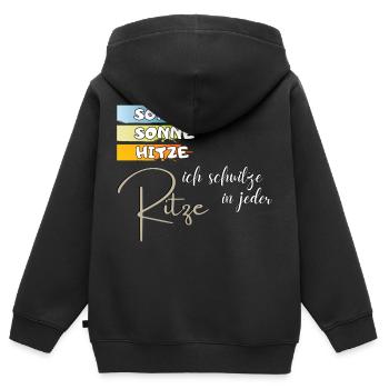 witziger Spruch: Sommer Sonne Hitze Geschenkidee - Kinder Premium Organic Zip Hoodie - Schwarz - Hinten - AI Model Kid Male (0cm)