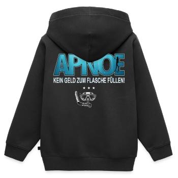 Apnoe Freediving Kein Geld zum Flaschen füllen - Kinder Premium Organic Zip Hoodie - Schwarz - Hinten - AI Model Kid Male (0cm)