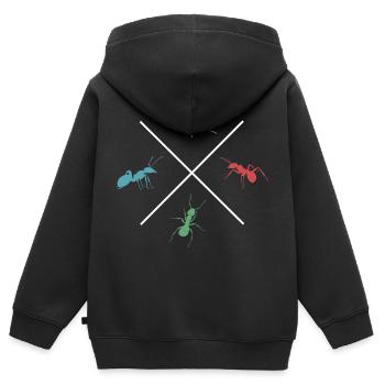 fourmis fourmis amies colonie de fourmis colorées - Sweat Premium à capuche zippé enfant bio - noir - Dos - AI Model Kid Male (0cm)