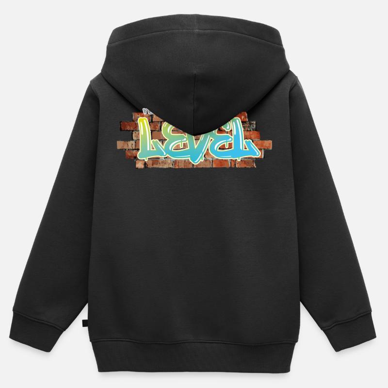Graffiti « niveau supérieur » - Sweat Premium à capuche zippé enfant bio - noir