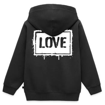 LOVE - Kinder Premium Organic Zip Hoodie - Schwarz - Hinten - AI Model Kid Male (0cm)