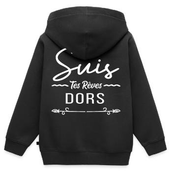 suis tes rêves dors - Sweat Premium à capuche zippé enfant bio - noir - Dos - AI Model Kid Male (0cm)