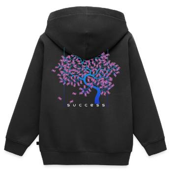 Succès / Succès / Argent - Money Tree Motivation - Sweat Premium à capuche zippé enfant bio - noir - Dos - AI Model Kid Male (0cm)