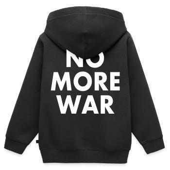 No more war - Sweat Premium à capuche zippé enfant bio - noir - Dos - AI Model Kid Male (0cm)