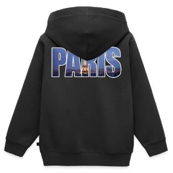 Paris - Sweat Premium à capuche zippé enfant bio - noir - Dos - AI Model Kid Male (0cm)