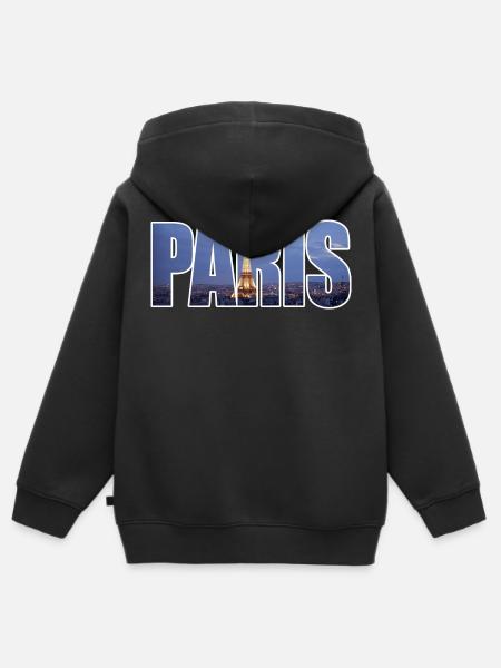 Paris - Kids Premium Organic Zip-up Hoodie - black
