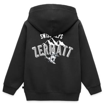 Zermatt - Kinder Premium Organic Zip Hoodie - Schwarz - Hinten - AI Model Kid Male (0cm)