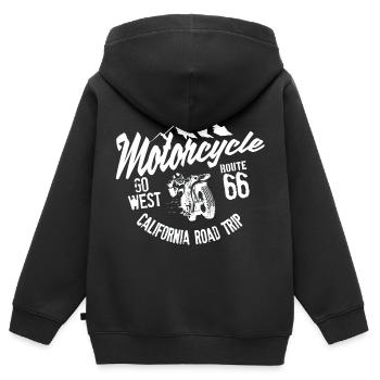 Motorcycle road trip California - Sweat Premium à capuche zippé enfant bio - noir - Dos - AI Model Kid Male (0cm)
