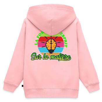 Die Stärke der es.pris in dieser Angelegenheit -NeedyMindSet - Kinder Premium Organic Zip Hoodie - Rosa - Hinten - AI Model Kid Female (0cm)